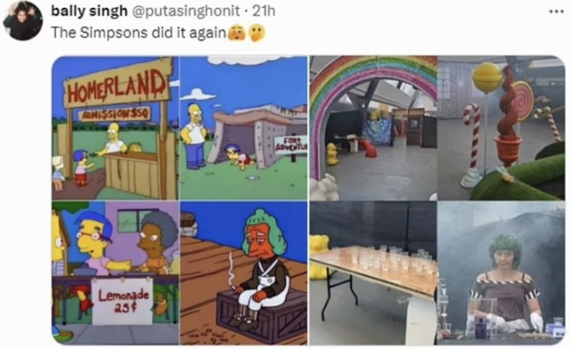 Еще одно пророчество: «Симпсоны» предсказали скандал на иммерсивной выставке «Вилли Вонка»